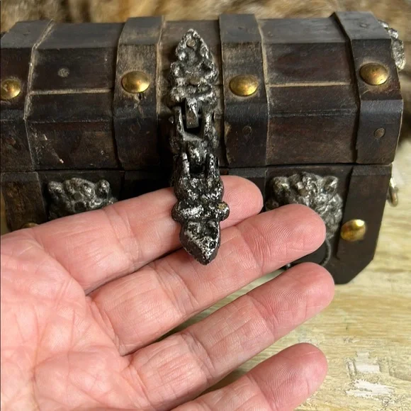 Vintage Wooden Trinket Box with Silver Accents - Picture 3 of 5